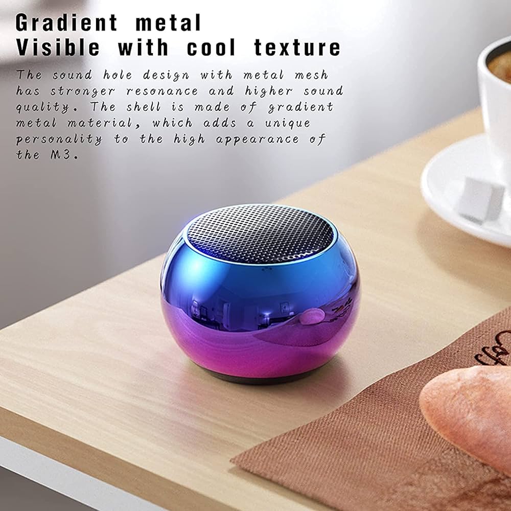 Mini Bluetooth Portable Speaker Round Small Steel Stereo Subwoofer 5W ...