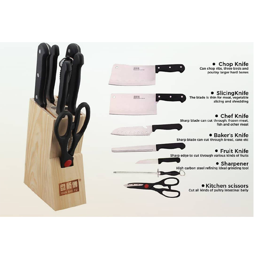 Stainless Steel Kitchen Knife Set With Wood Stand 7pcs set By Star Brand