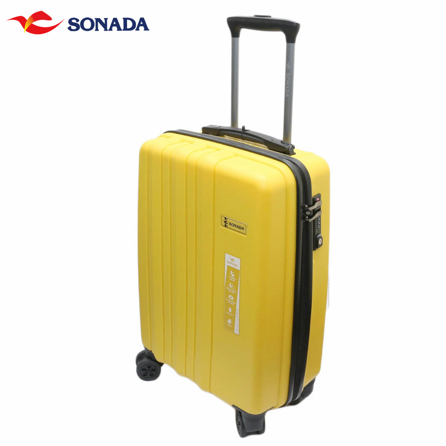 yellow hard suitcase
