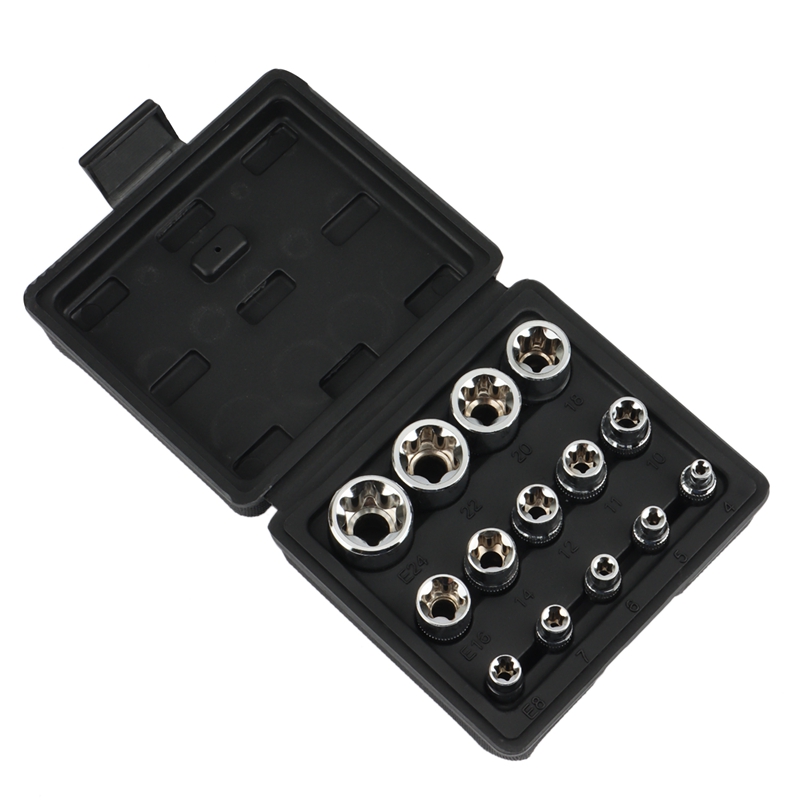 14PCS Black EType 6Flower Socket Head Combination Wrench 1/2 3/8 1/4