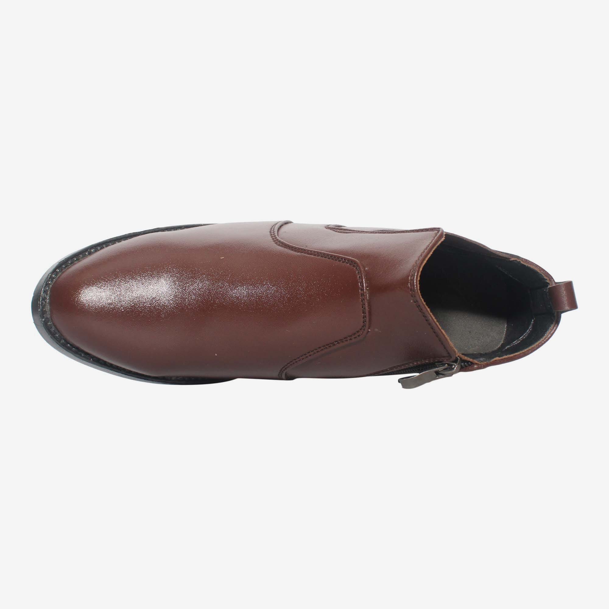 Men Pure Leather Ankle Shoes, Black Boots