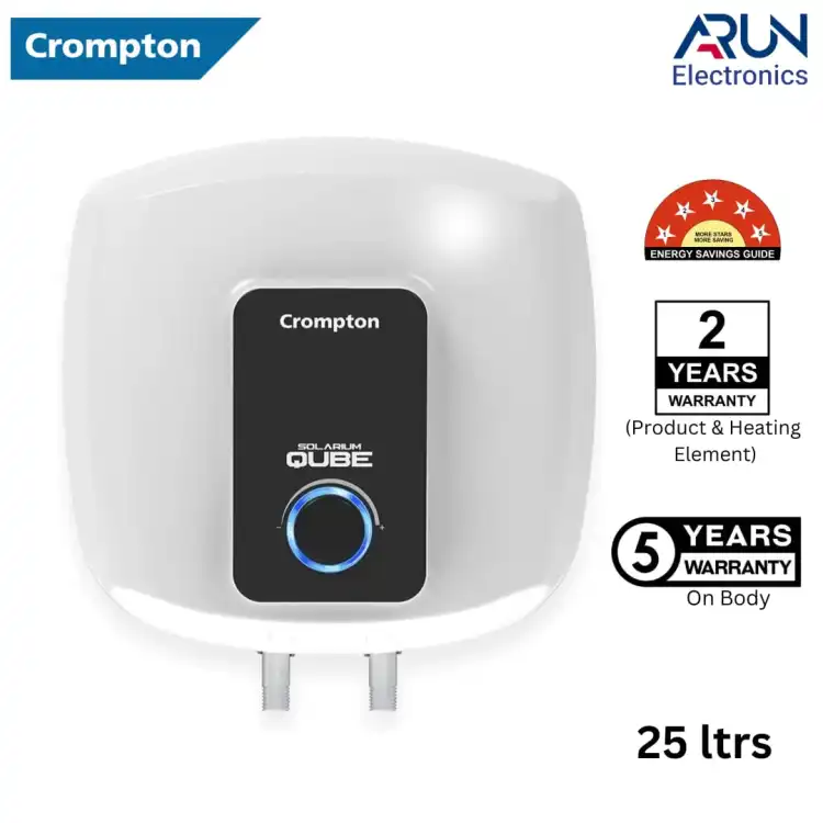 Crompton 25L Solarium Qube Electric Geyser | 5 Star Rated