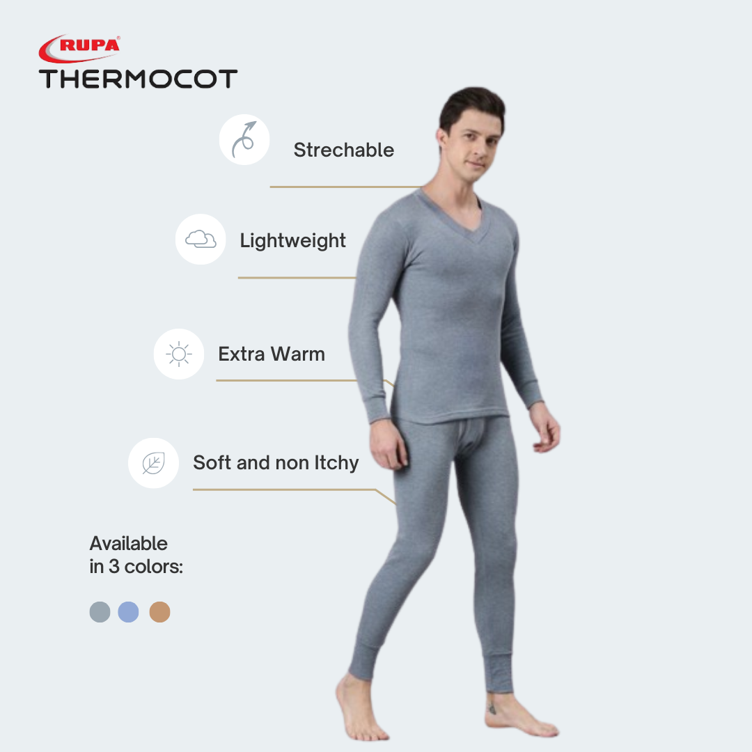 Rupa Thermacot Full Sleeve Round Neck Blue Thermal Top For Women | Thermal  Wear For Women (Top Only)
