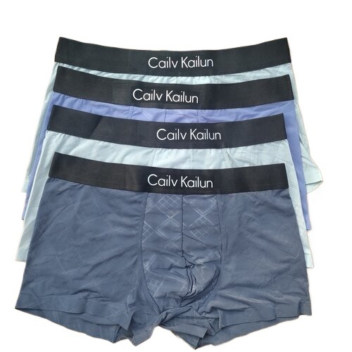 Pack Of 4 Men UltraSoft Ice Silk Stretch Solid Briefs Boxer Briefs