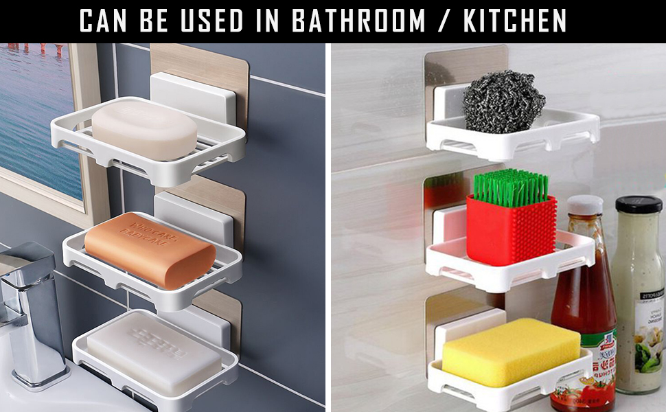 3 Pcs Soap Dish Plastic Holder With Lid For Shower, Kitchen 【冬バーゲン★】