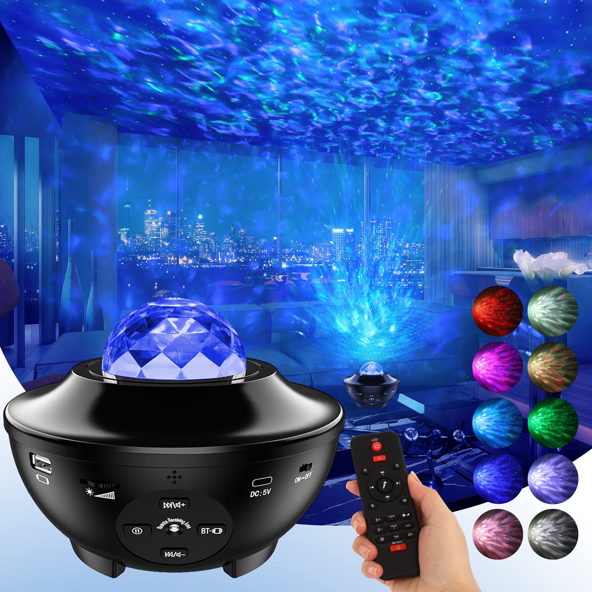 Galaxy Projector Night Light | Ocean Wave Lamp with Remote Control