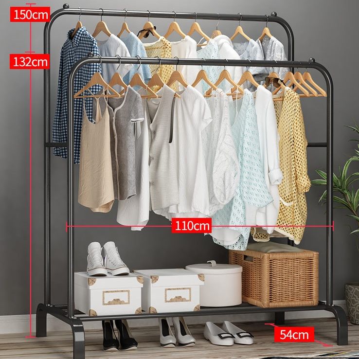 Coat Rack Garment Rack Free-standing Clothes Hanger With Top Rod Clothes Shelves Storage Wardrobe Hanger Floor Cloth Drying Rack
