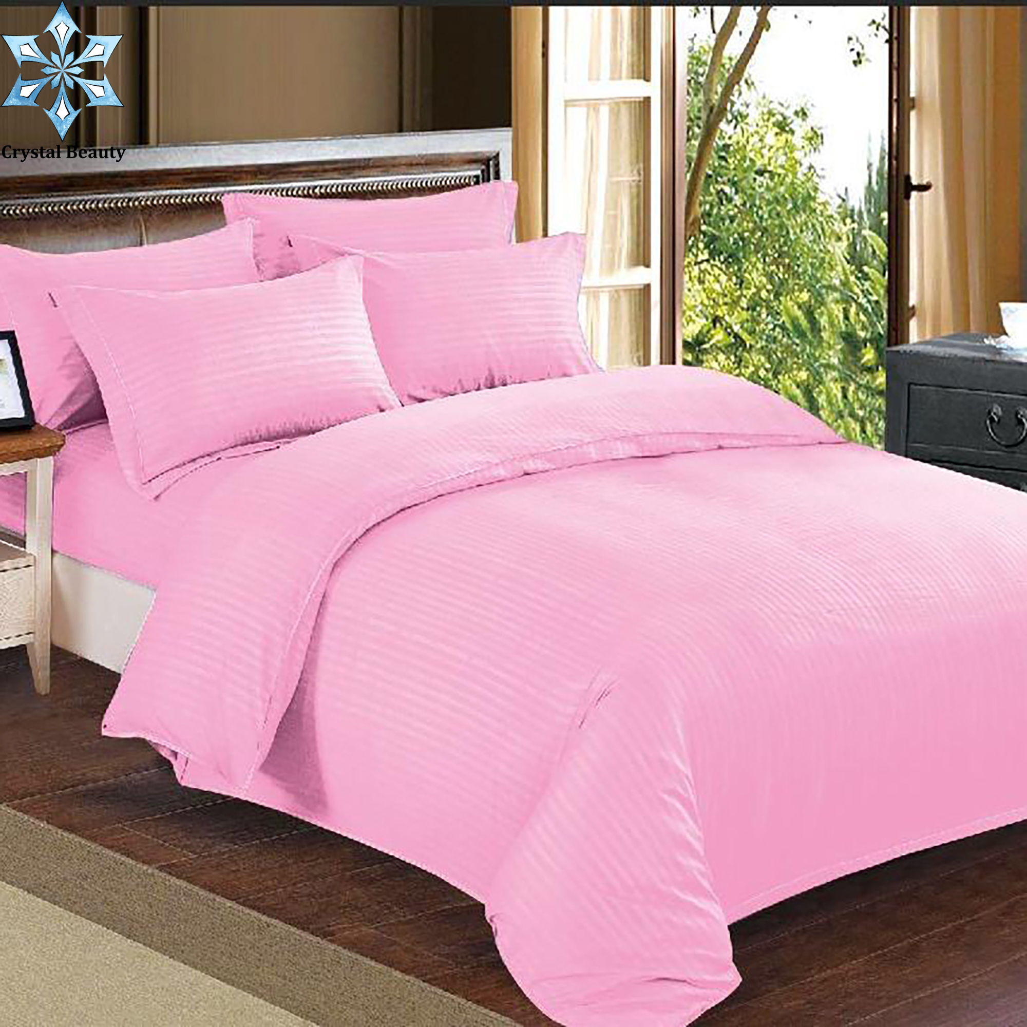 100% Pure Cotton Cozy King Size Striped Bedsheet With Two Pillow Covers For Comfort Bedding-1875