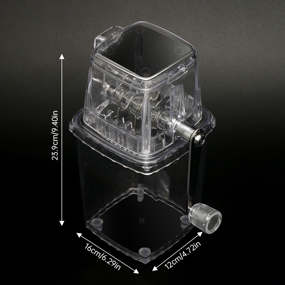 Hand Ice Crusher Machine for Home Use with Stainless Steel Blades and Suction Base Manual Hand Crank Ice Breaker BPA Free Transparent Portable Ice Crusher for Creating Drinks Ice Platters Cocktail. 