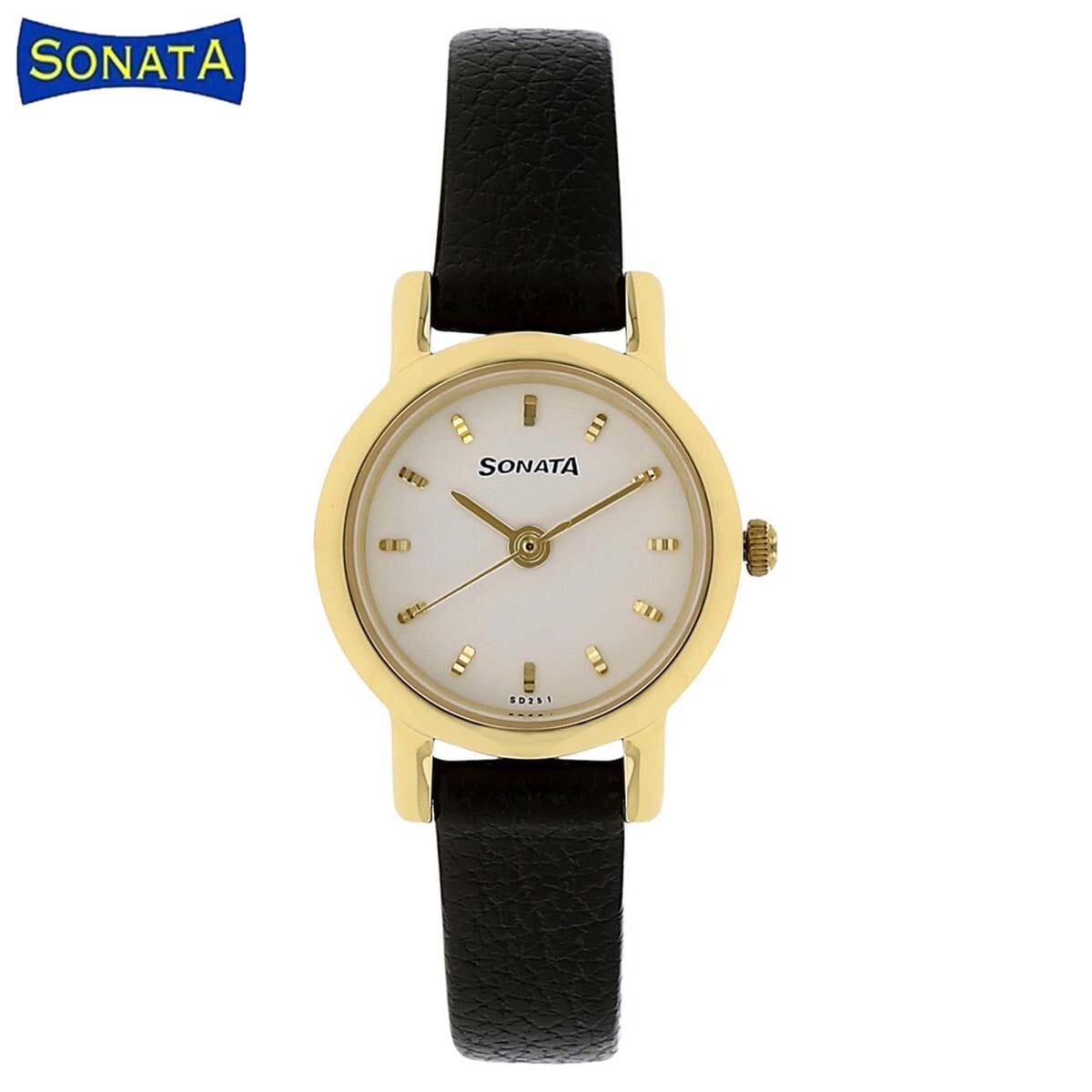 sonata white watch