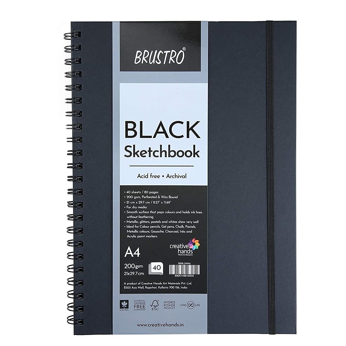 BRuSTRO Black Sketchbook, Wiro Bound, Size A4, 200GSM (40 Sheets) 80 Pages  Sketch Pad Price in India - Buy BRuSTRO Black Sketchbook, Wiro Bound, Size  A4, 200GSM (40 Sheets) 80 Pages Sketch