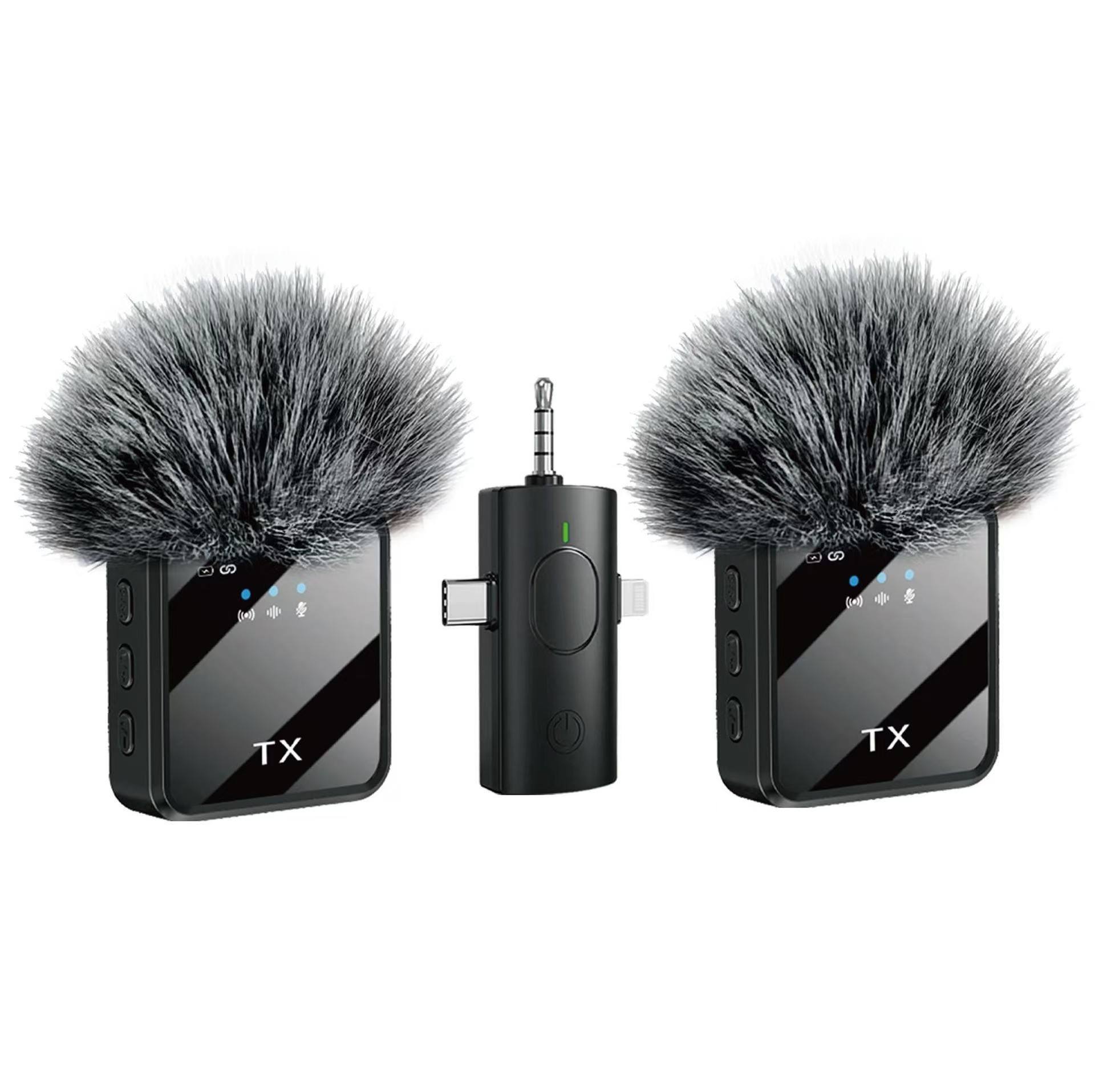BKN (F11-2 3 in 1 Wireless Microphone, Noise Cancellation Wireless Mic for Youtubers, Video Recording, Facebook, Compatible with Type-C Android/iPhone/Cameras/Laptop (Dual 2X Transmitter) - Image 1