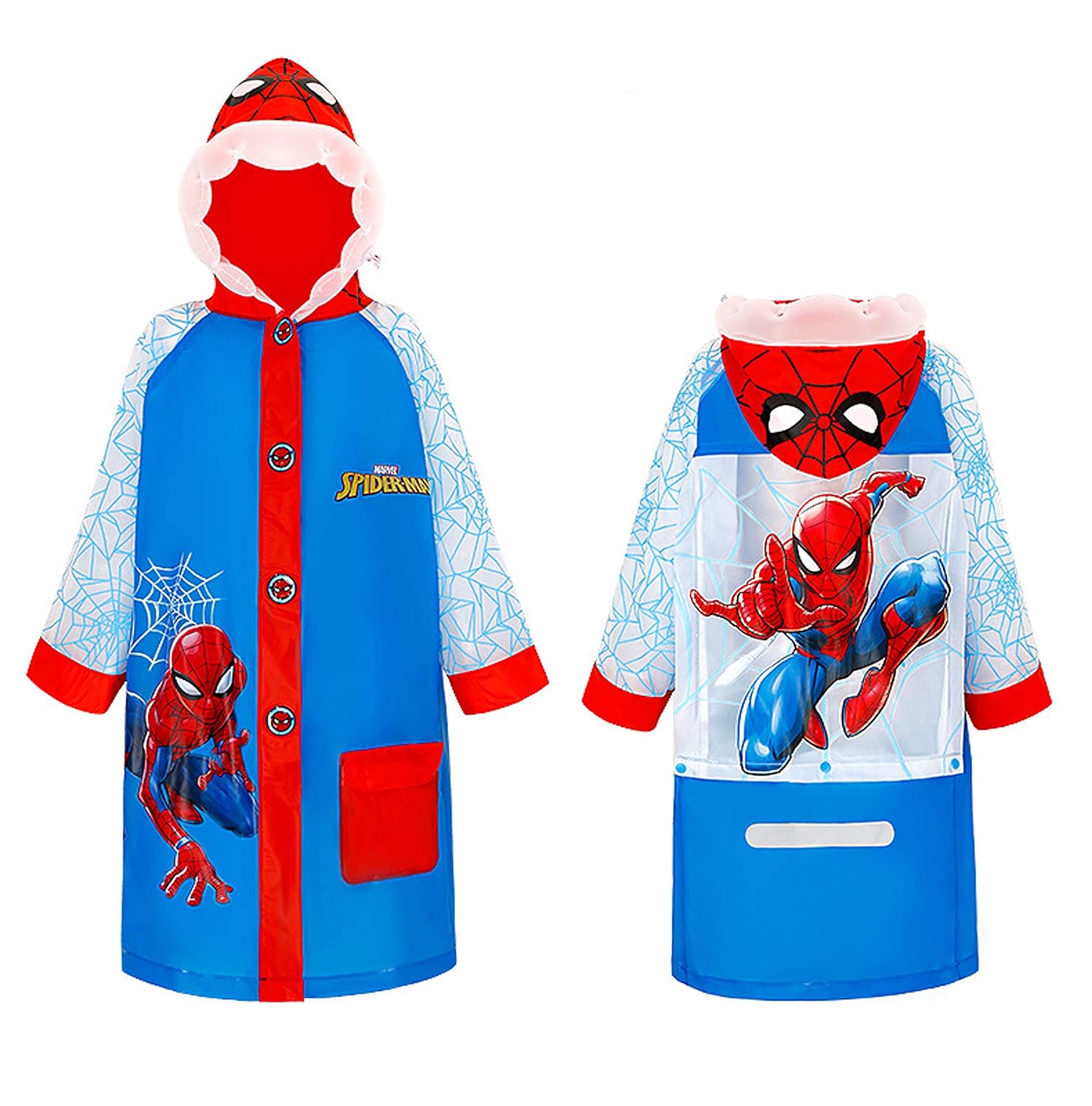 Boys Spiderman Raincoat – Kids' Waterproof Coat, One Size, Multicoloured