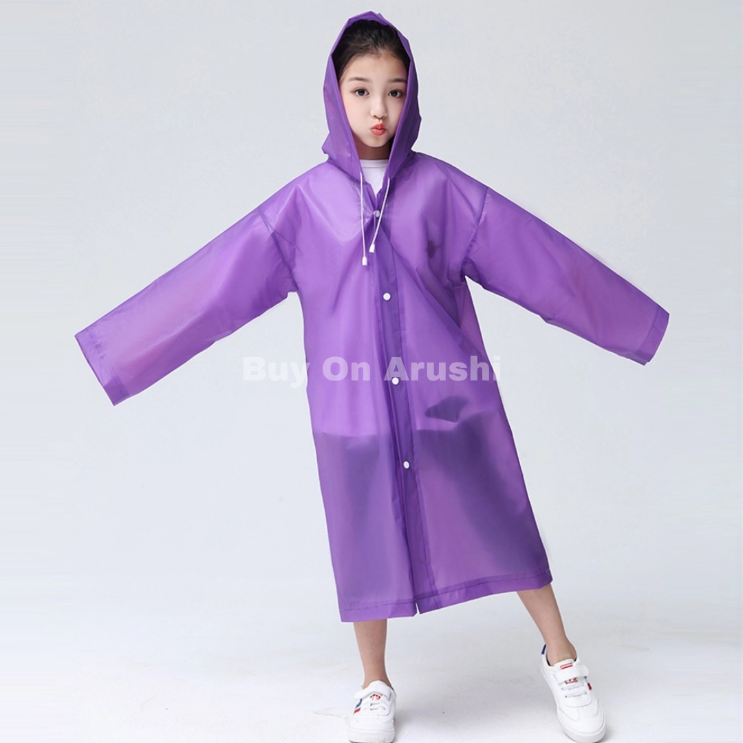 Kids Unisex Solid Cartoon Printed Raincoat(Print May Vary) By Arushi