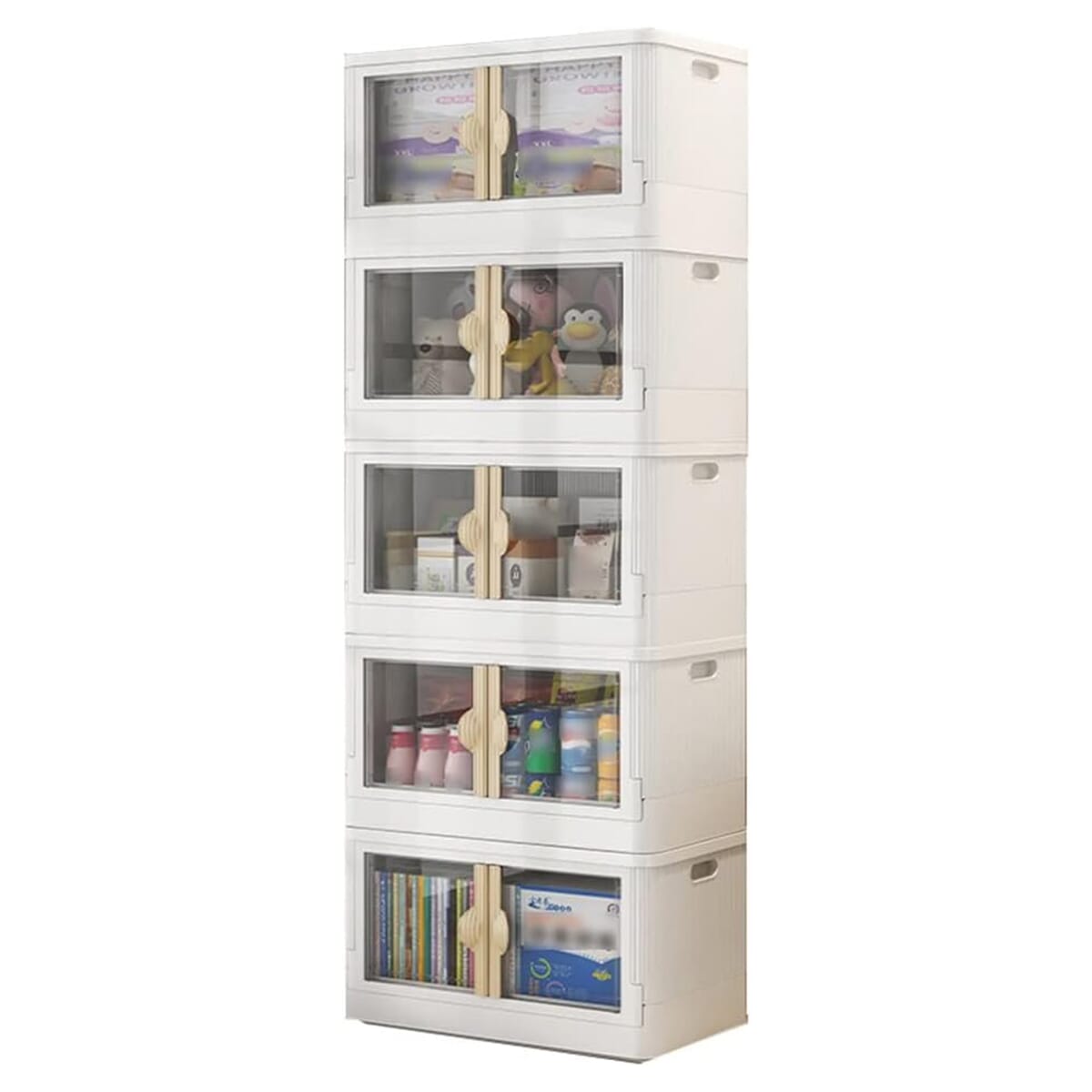 Stackable Under Bed Storage Container, Foldable Clear Storage Box With Portable Handle, Multifunctional Storage Cabinet-(Five Layer)