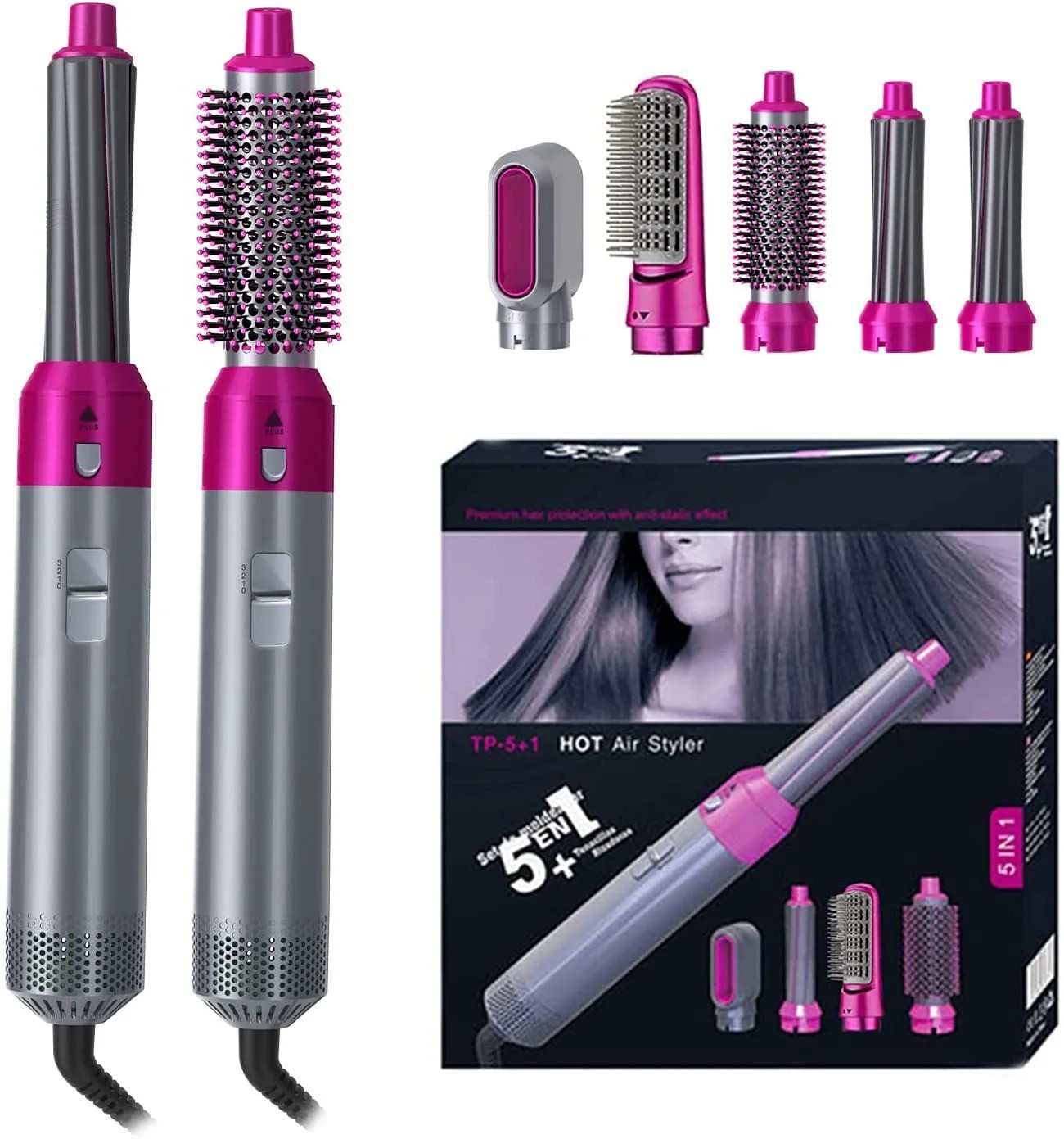 5 in 1 Electric Hair Dryer Brush Hot Air Styler Blow Dryer Comb , All in One Hair Styling Tool