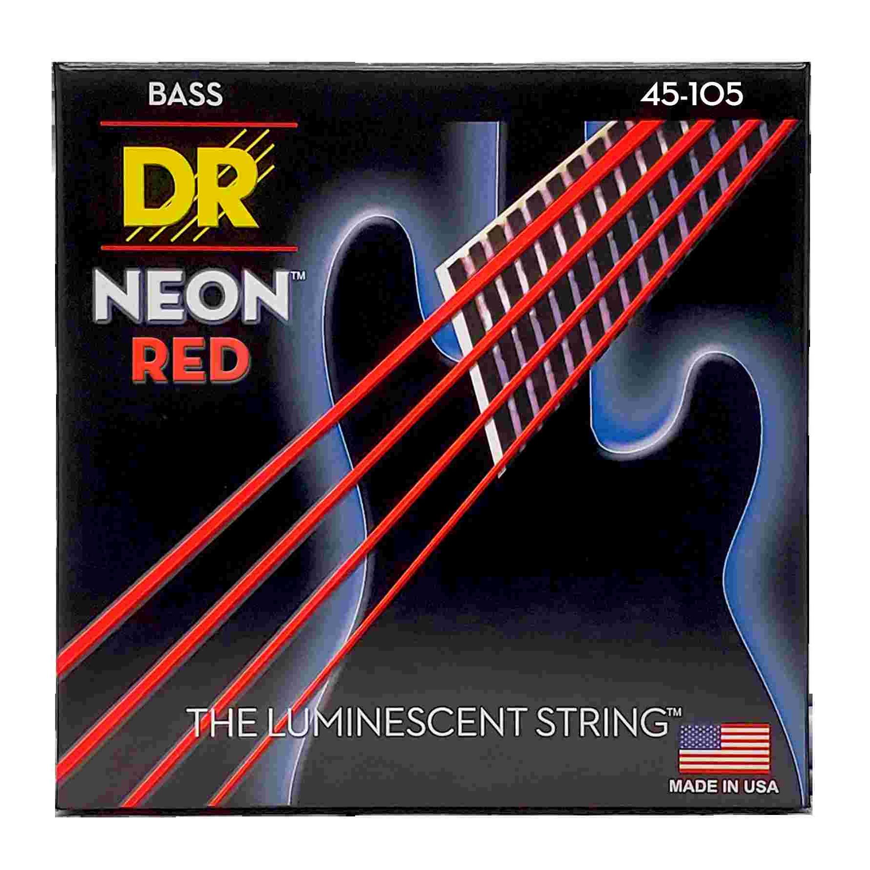 DR Strings 45-105 Hi-Def Neon Pink K3 Coated Bass Guitar Strings - Medium 4 string