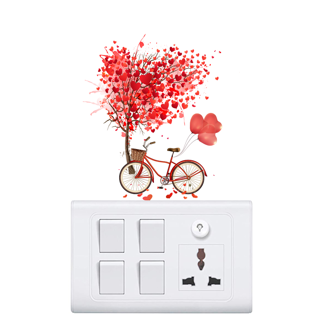 Artsy Home Bicycle and Tree of Hearts Light Switch Sticker Daraz