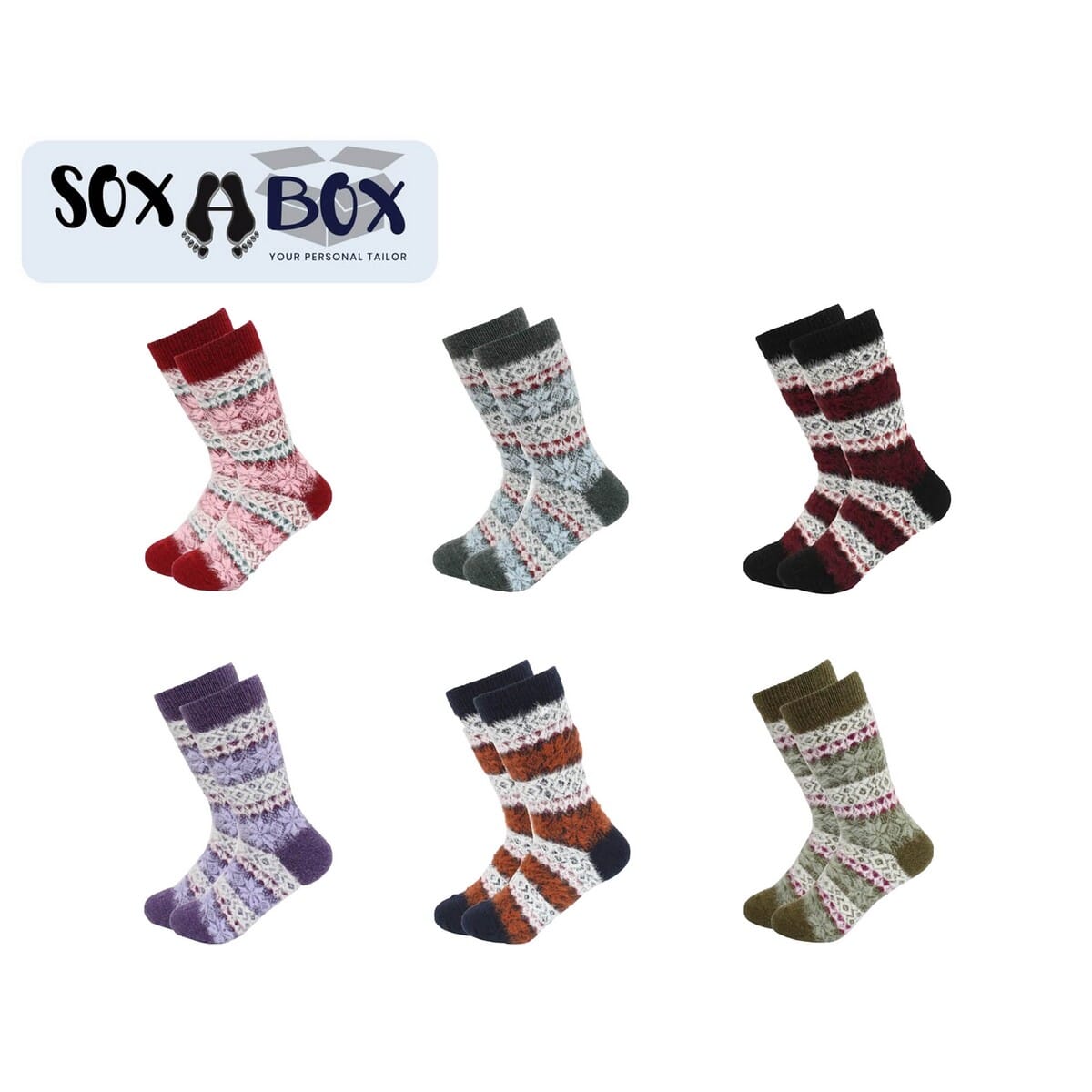 Soxabox Pack of 6 Pairs of Ladies Winter Rabbit Fur Full Socks (SLW-3)