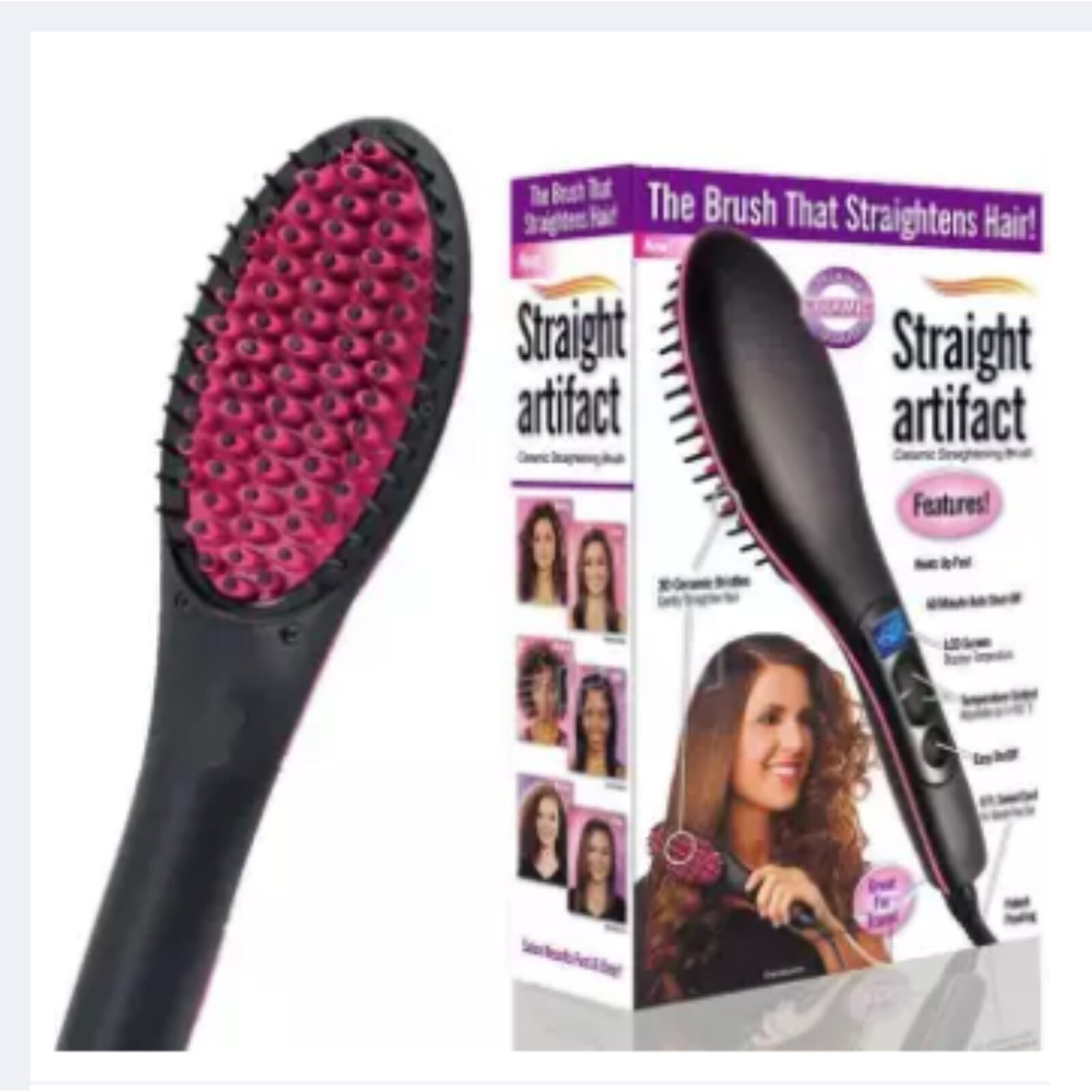 Simply Straight Ceramic Electric Digital Hair Straightener Brush