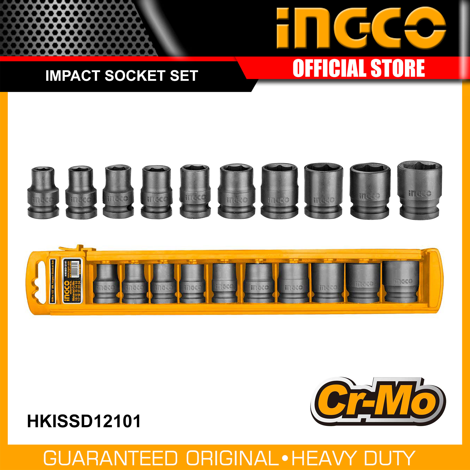 INGCO 10 Pcs 1/2 Impact Socket Set HKISSD12101 :Size: 10,12,13,14