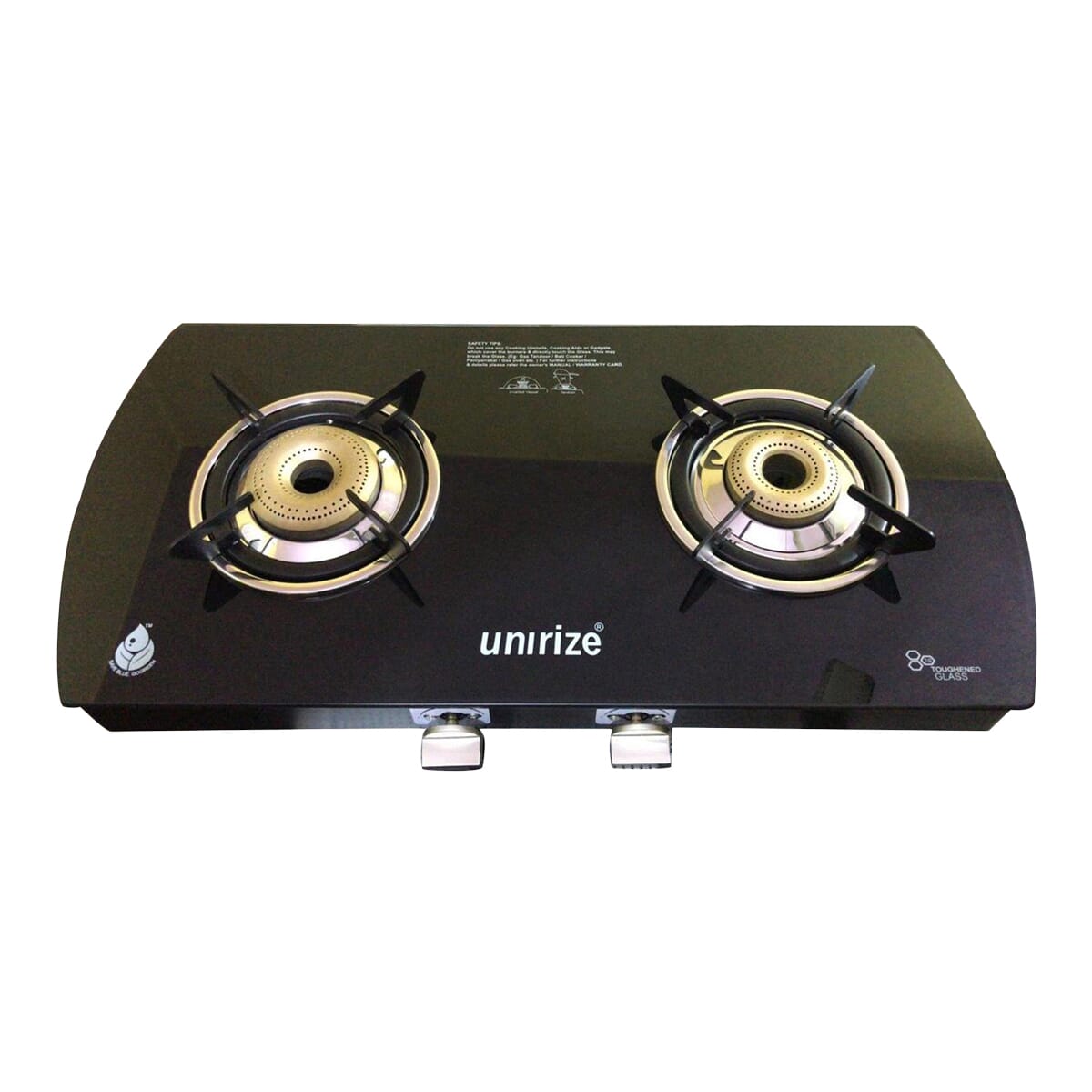 Unirize Glass Blanco Top 2 Burner Gas Stove Black