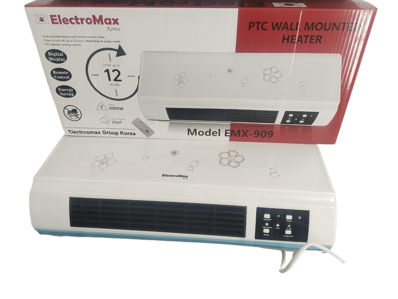 Electromax 909 Wall Heater/Air Cooler With Remote Control Wall Mounted