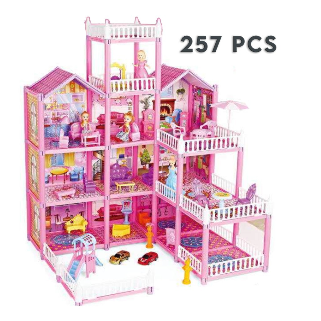 Princess Doll House 3 Storey | 257 Pcs DIY Playset for Girls | Creative Pretend Play Assembly Toy