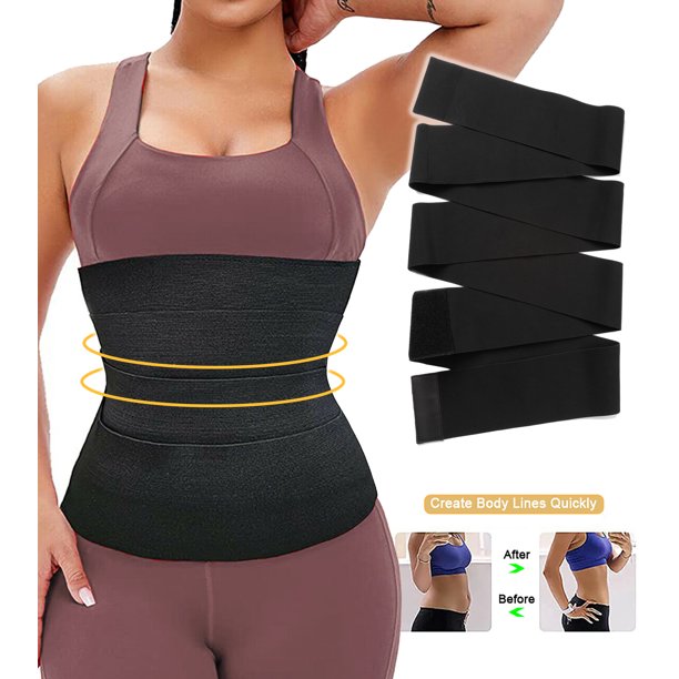  Waist Trimmer for Men,KOSMO MASA Slimmer Sweat Belt for  Women,Waist Trainer for Weight Loss,Stomach Wrap Premium Exercise Band Body  Cincher Fat Belly Strap,Includes Free Sample of Wristbands - S Black 