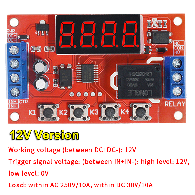 DC 5V 12V 24V 10A Adjustable Time Delay Relay Module with Case 32 Modes ...