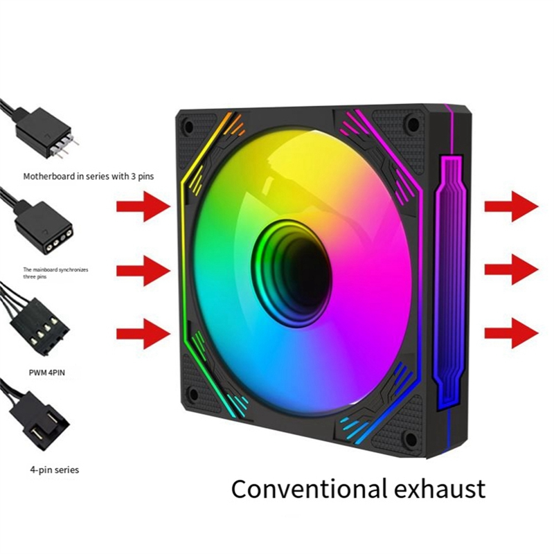 Game Cabinet RGB Chassis Fan 120mm 3D Infinite Mirror Silent Fan ...