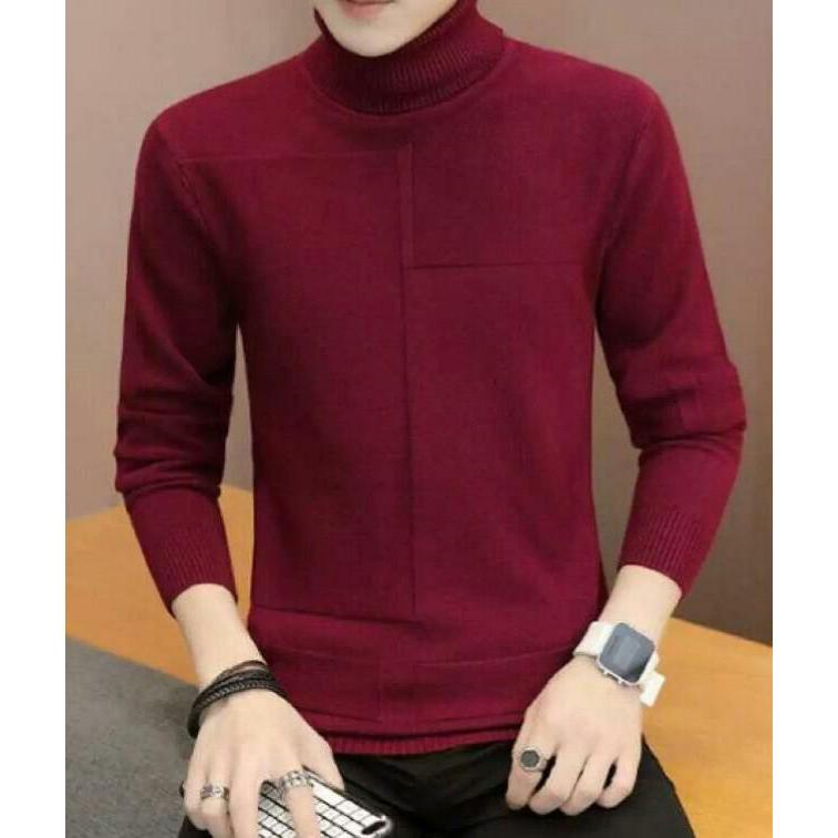 Plain Maroon Sweater For Men