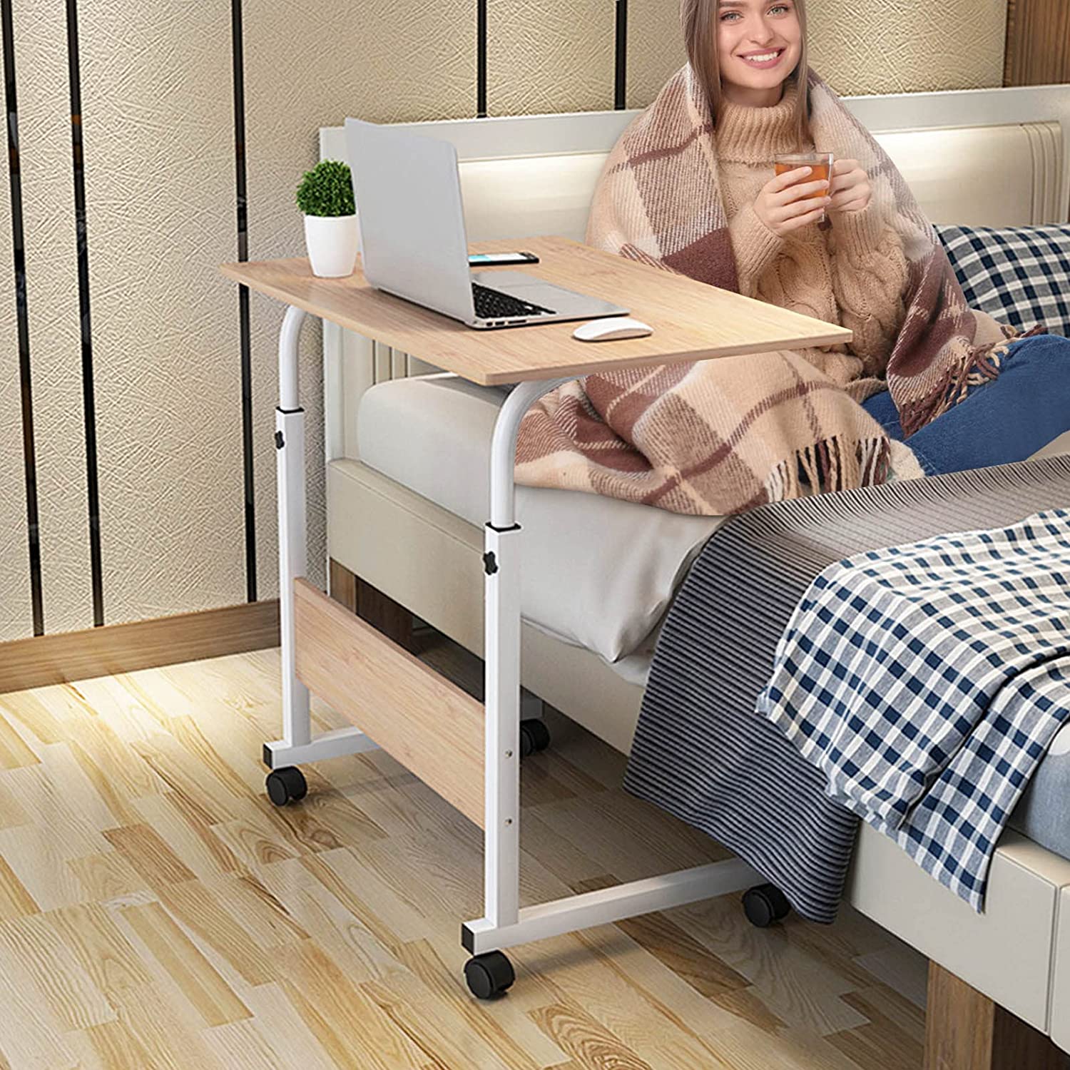 NepLiving Mobile 6595cm Lift Folding Computer Desk Study Table Height