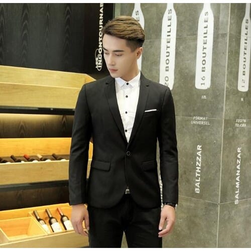 Black Single Buttoned Coat For Men Black Colored Multi Size Variations  Fashion Formal Blazers For Men