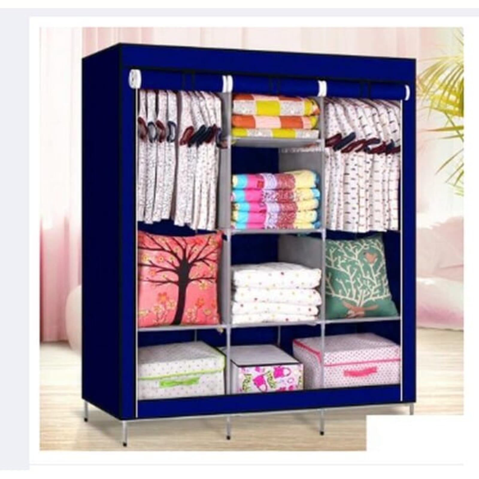 Foldable Frame Cabinet Storage Wardrobe (Color Assorted)