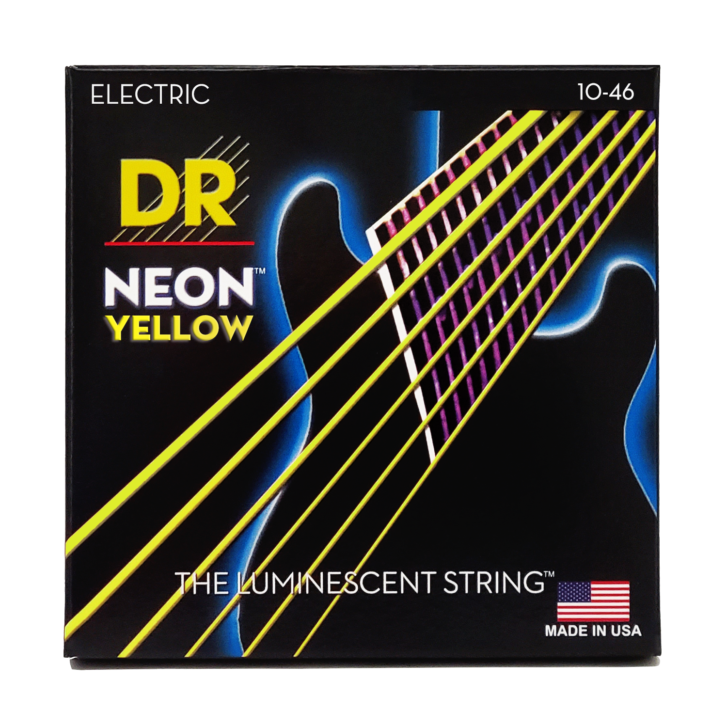 DR Strings 10-46 Hi-Def Neon Yellow K3 Coated Electric Guitar Strings - Medium