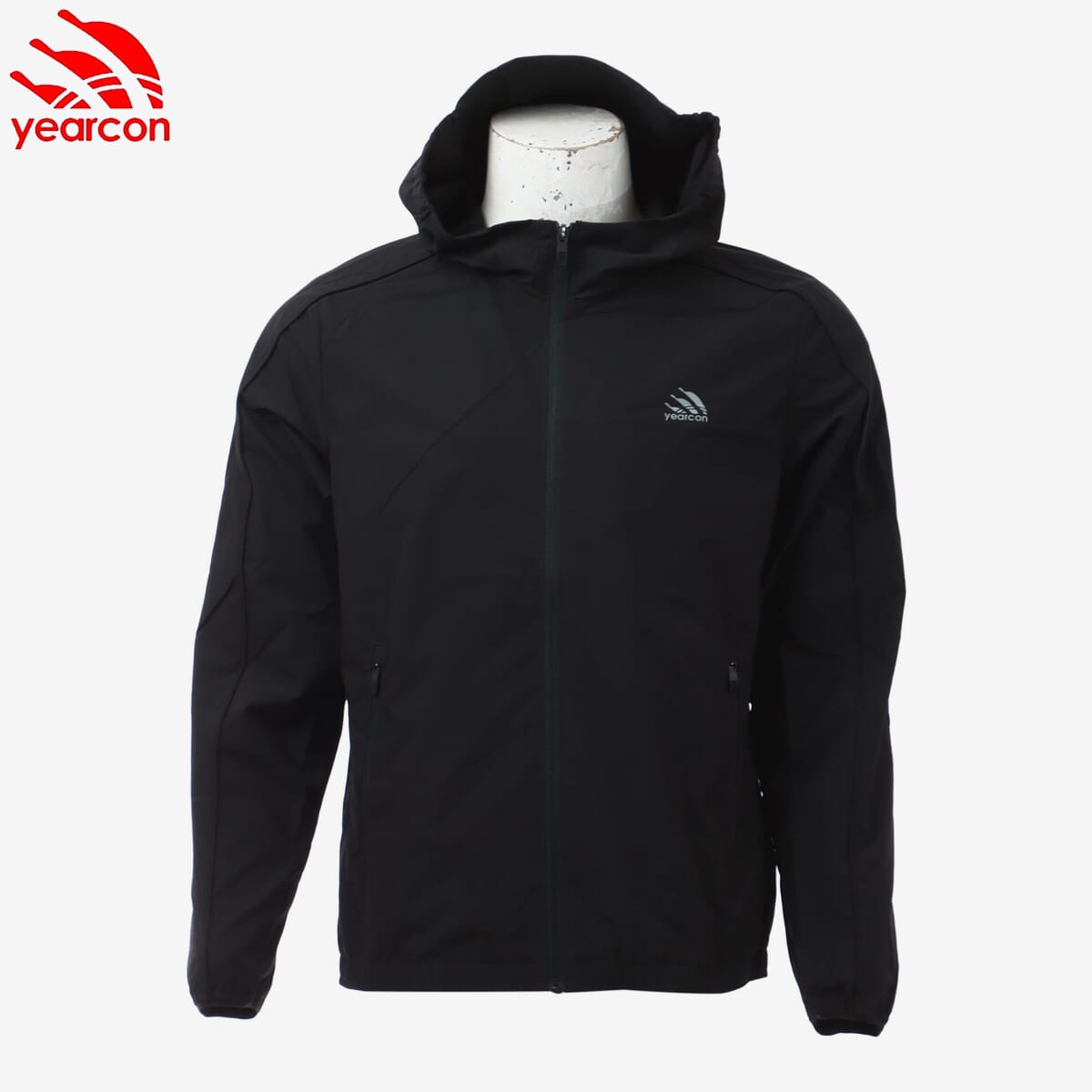 Yearcon Black Polyester Full Sleeve Pocket Design Windcheater For Men