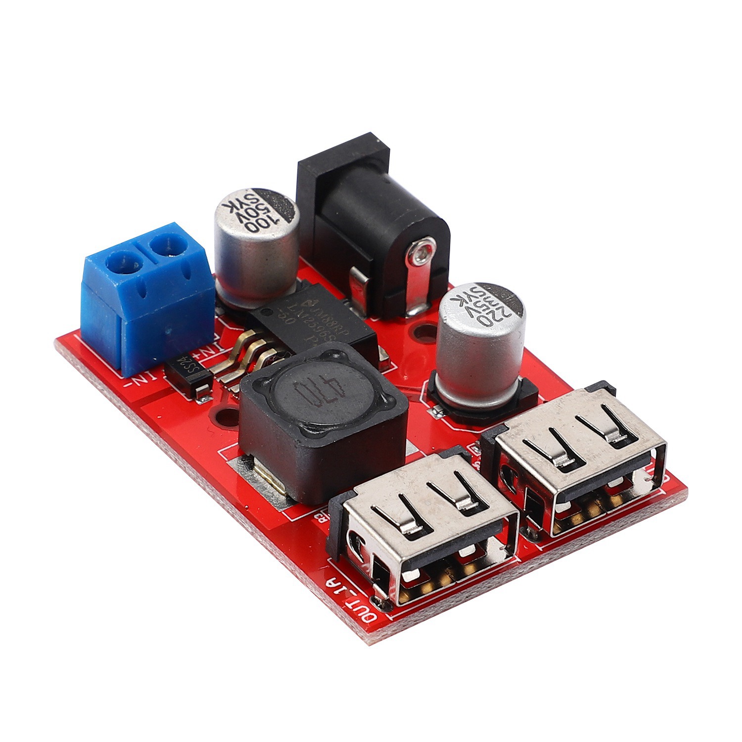 LM2596S Dual USB DC-DC 9V 12V 24V 36V to 5V 3A Buck Converter Board Car ...