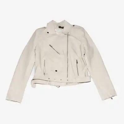 Cream color leather clearance jacket