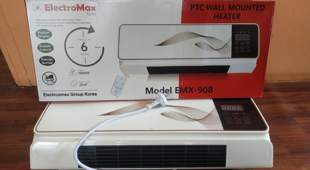 ElectroMax EMX-908 Wall Mounted Fan Heater With Remote Control 1 Yare ...