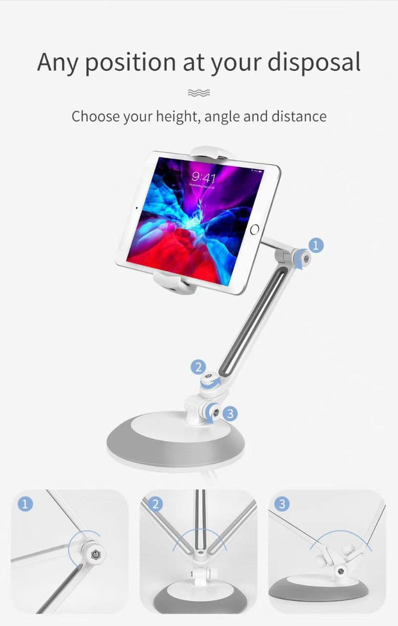 COTEetCI Two Lamp Type Live Broadcasting Bracket For iPad And Mobile Phones (White Gray)