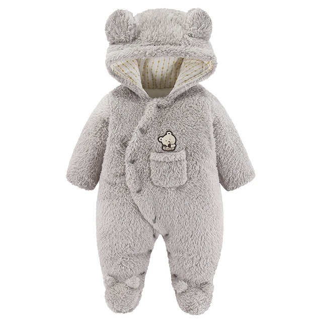 ANUFER Unisex Baby's Romper met Capuchon Flanellen Schattig Dier Pyjama