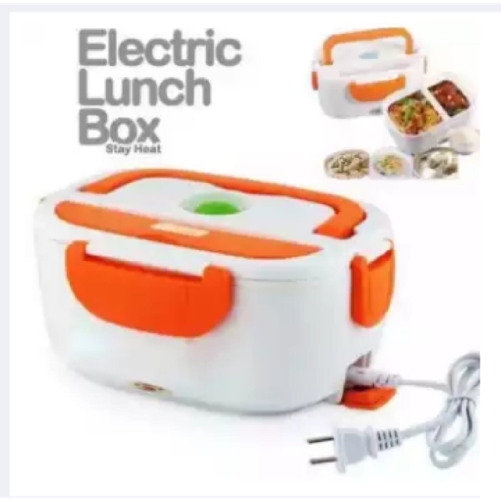 2 In 1 Electric Heating Lunch Box 40 W With Spoon And Two Compartments Food Warm