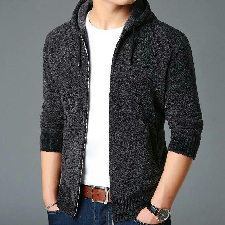 Plain Dark Grey Jumper For Men