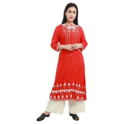 Red Kurta and White Palazzo Set, Indian Readymade Suit Set for Women,  Ladies Cotton Summer Suit,chikankari Embroidery Kurti and Palazzo Pant -  Etsy