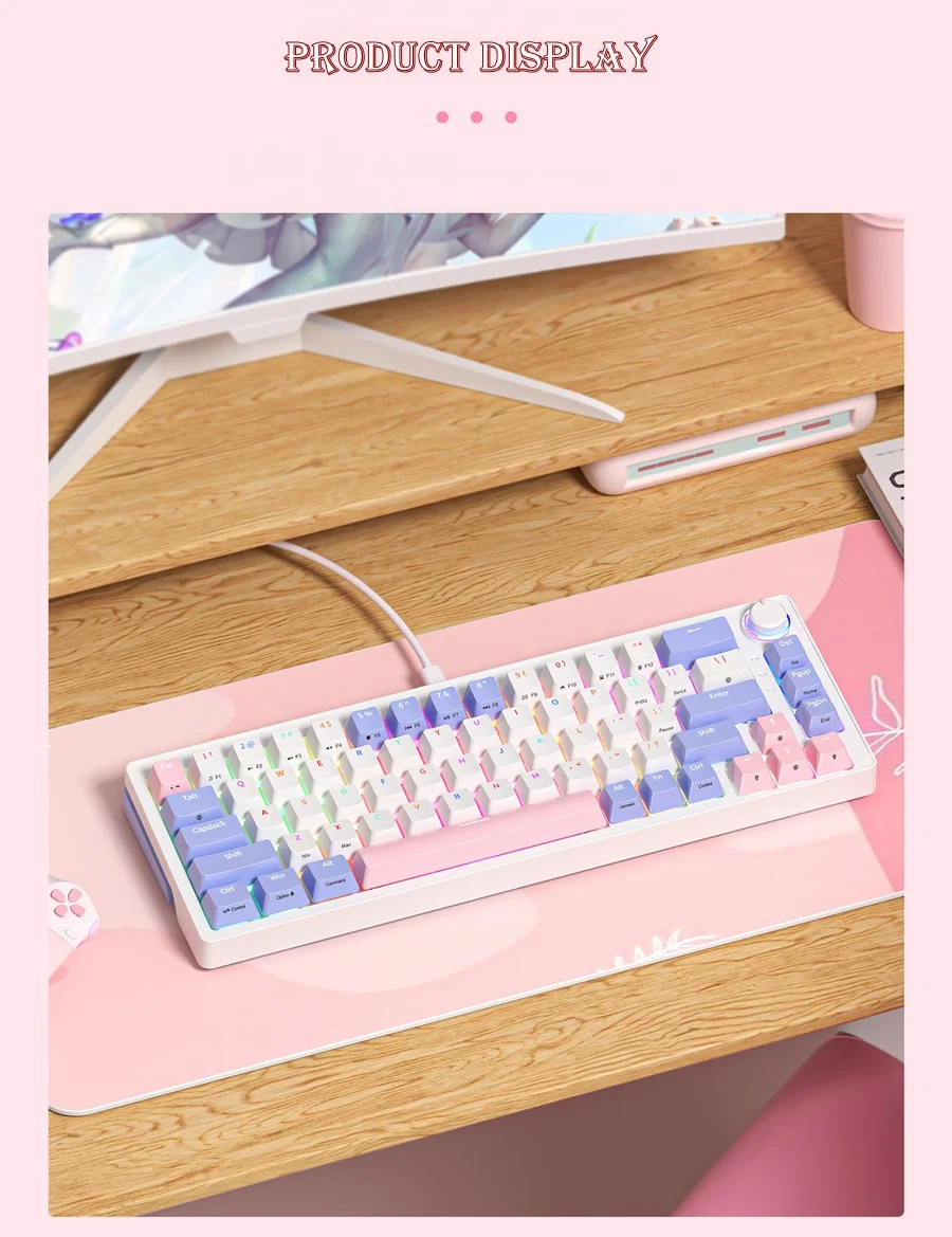 ZA68 Pro Mechanical Keyboard - Hot Swappable RGB Lighting, Wireless ...