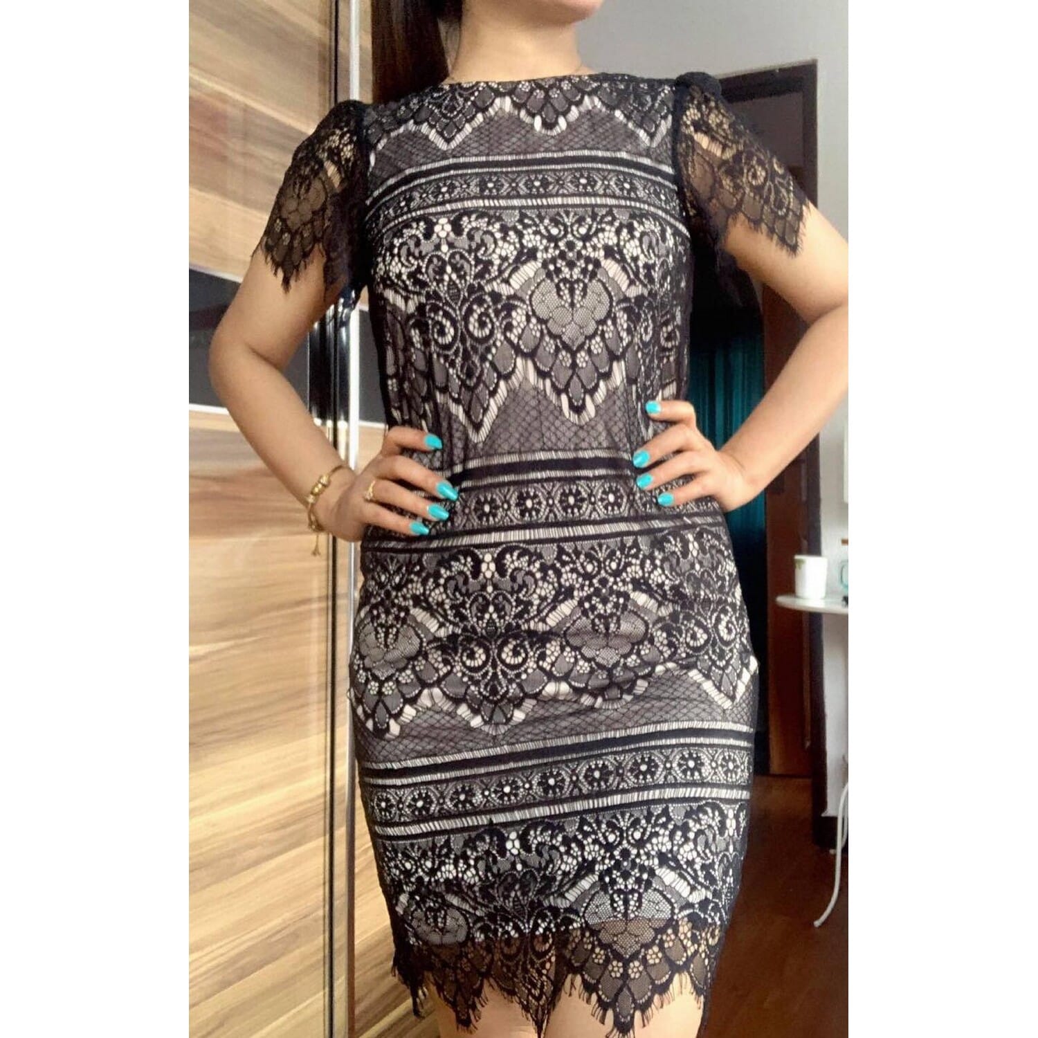 Bodycon Lace Dress Black Net Zalora Dress price in Nepal