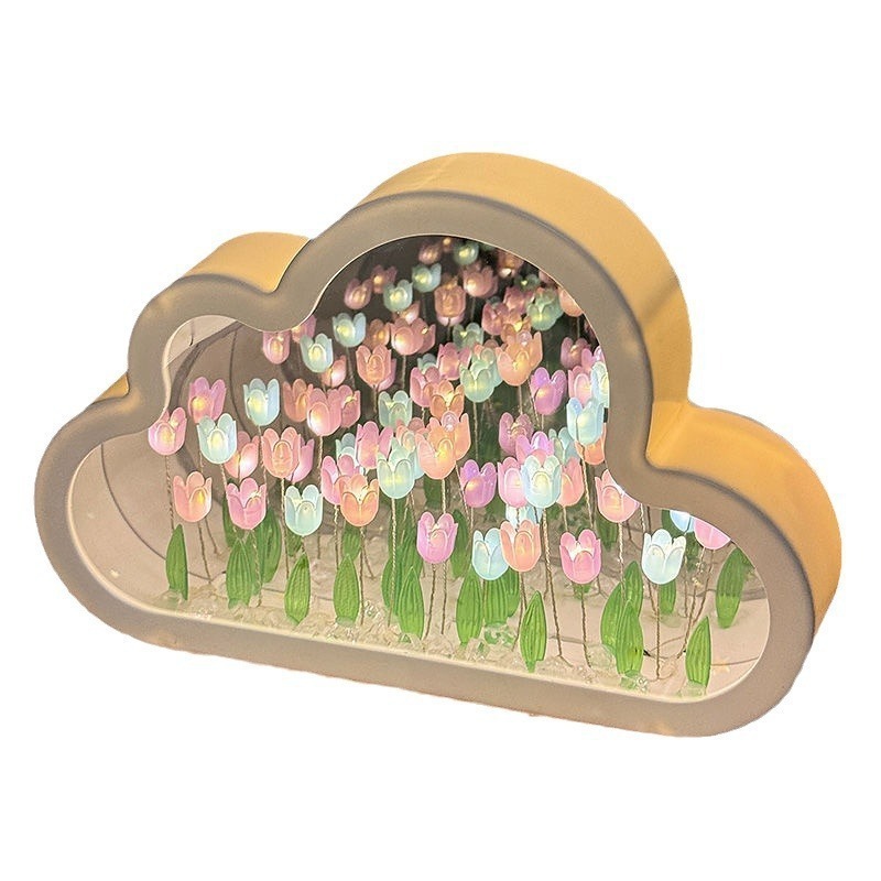 DIY Tulip Flower Sea Night Atmosphere Lamp Clouds Tulip Lamp LED ^ Night Light Table Lamp Bedroom Decor Lights New
