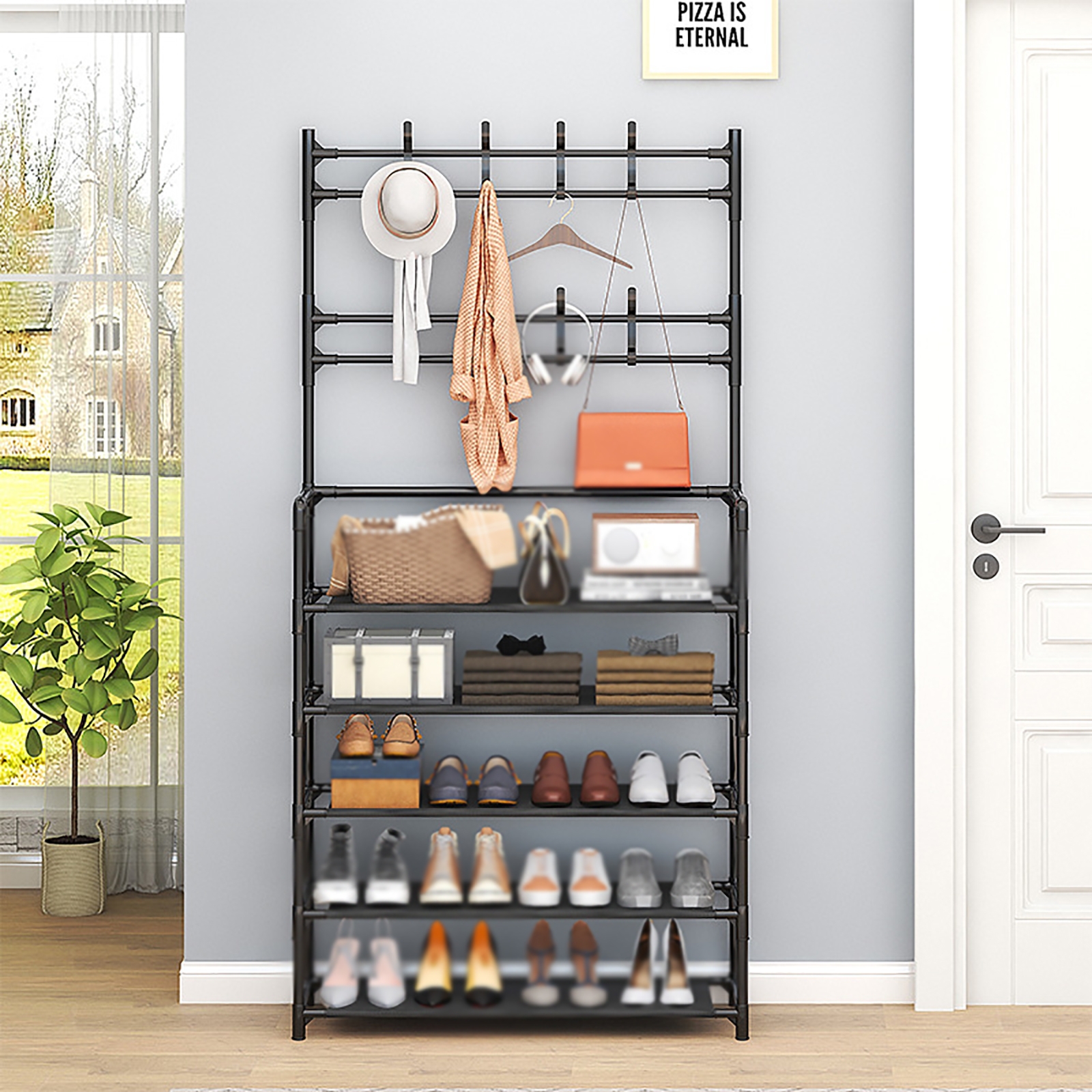 Multifunctional Coat Rack 5 Tier 3 in 1 Hall Tree Shoe Bench | Daraz.com.np