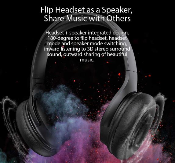 Dacom HF004 Two in One Wireless Headphone Speaker Overear Bluetooth 5.0 Earphone Support SD card with Microphone for Android